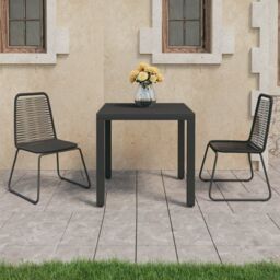 Berkfield Home 3 Piece Garden Dining Set PVC Rattan Black