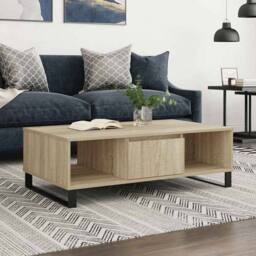 Berkfield Home Decorative Coffee Table Sonoma Oak 104x60x35 cm Engineered Wood in Light Brown - Size: 104 x 60 x 35 cm - thumbnail 2
