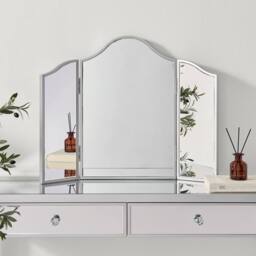 FurnitureboxUK Venetian Vintage Style Silver Tri-Fold Vanity Mirror - thumbnail 2