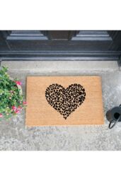 Artsy Mats Leopard Print Heart Doormat - Regular 60x40cm in Black - Size: 40 cm x 60 cm - thumbnail 3