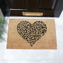 Artsy Mats Leopard Print Heart Doormat - Regular 60x40cm in Black - Size: 40 cm x 60 cm - thumbnail 2