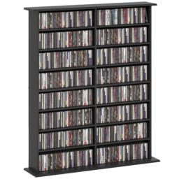 HOMCOM CD Storage Unit DVD Tower Blu-ray Storage Shelf for Office, Black - thumbnail 2