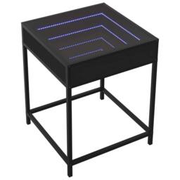 Berkfield Home Coffee Table with Infinity LED Black 40x40x51 cm - Size: 40 x 40 x 51 cm - thumbnail 3