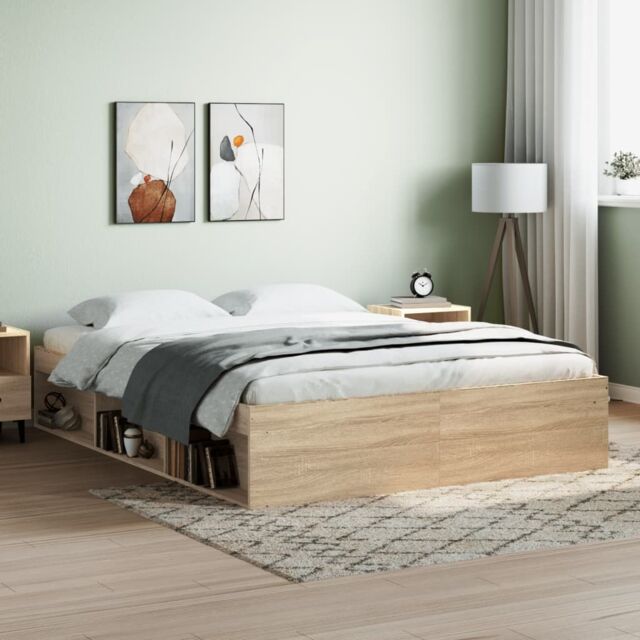 Berkfield Home Bed Frame Sonoma Oak 140x200 cm in Brown - image 1