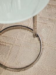Orsina End Table With Black Marble Effect Glass Top, Warm Metallic Stainless Steel Frame, Round Side Table in Silver - thumbnail 4