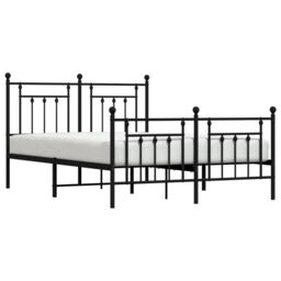 Berkfield Home Metal Bed Frame with Headboard & Footboard Black 150x200 cm King Size - thumbnail 4