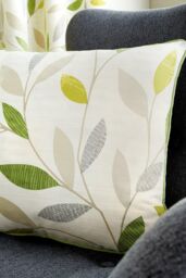 Fusion 'Beechwood' Classic Leaf Trail Print 100% Cotton Filled Cushion in Green - Size: 43 cm x 43 cm - thumbnail 1