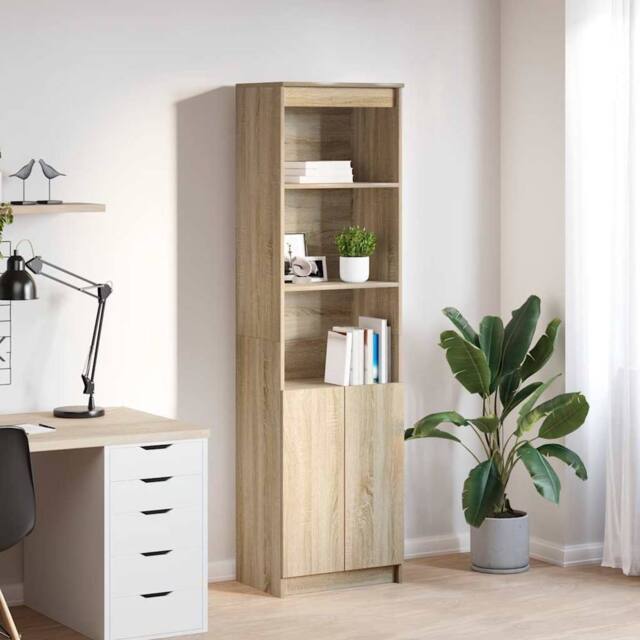 Berkfield Home Highboard Sonoma Oak 50x35x180 cm Engineered Wood in Light Tan - Size: 50 x 35 x 180 cm - image 1