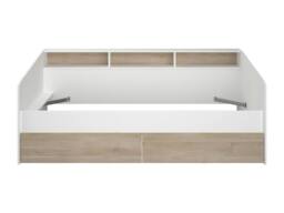 Vente-unique Bed 90 X 190/200 Cm With Storage - White & Natural + Bed Base in Light Oak - Size: Single - thumbnail 7