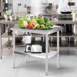 VOGREX Stainless Steel Prep Table w/ Backsplash 30 x 24 in Commercial in Silver - thumbnail 3