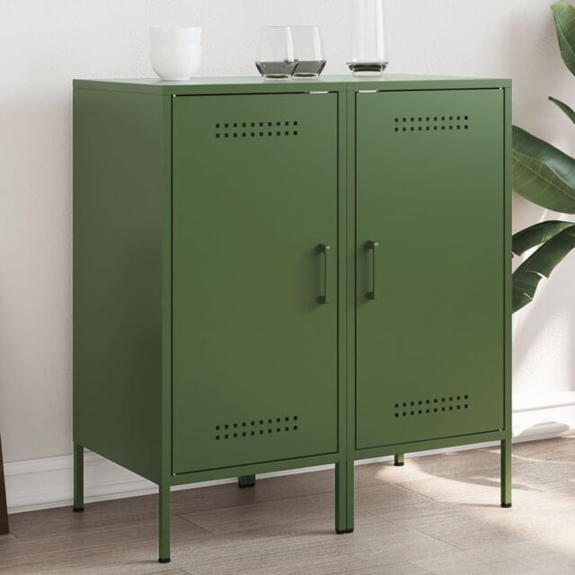 Berkfield Home Sideboards 2 pcs Olive Green 36x39x79 cm Steel - Size: 36 x 39 x 79 cm - image 1
