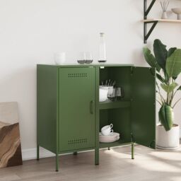 Berkfield Home Sideboards 2 pcs Olive Green 36x39x79 cm Steel - Size: 36 x 39 x 79 cm - thumbnail 3