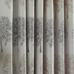 Paoletti Oakdale Tree Motif Eyelet Curtains in Silver - Size: 229 cm width x 137 cm drop - thumbnail 4