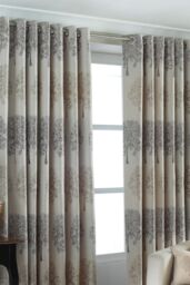 Paoletti Oakdale Tree Motif Eyelet Curtains in Silver - Size: 229 cm width x 137 cm drop
