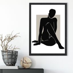 ARTZE Matisse Nude Beige & Black Framed Print SIZE: A4 with Black Frame - thumbnail 2