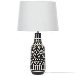 Wyld and Coco Ethnic Table Lamp Black Ceramic Base 68 cm White Fabric Shade - thumbnail 4