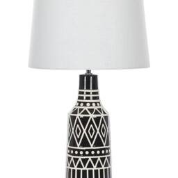 Wyld and Coco Ethnic Table Lamp Black Ceramic Base 68 cm White Fabric Shade - thumbnail 2