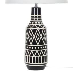 Wyld and Coco Ethnic Table Lamp Black Ceramic Base 68 cm White Fabric Shade - thumbnail 5