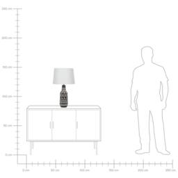 Wyld and Coco Ethnic Table Lamp Black Ceramic Base 68 cm White Fabric Shade - thumbnail 9