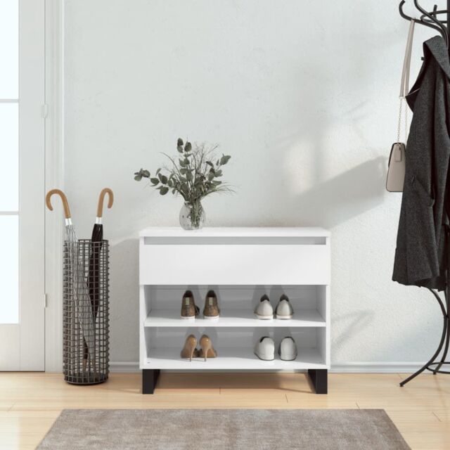 Berkfield Home Shoe Cabinet High Gloss White 70x36x60 cm Engineered Wood - Size: 70 x 36 x 60 cm - image 1
