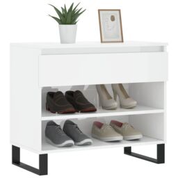 Berkfield Home Shoe Cabinet High Gloss White 70x36x60 cm Engineered Wood - Size: 70 x 36 x 60 cm - thumbnail 3