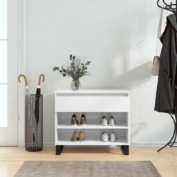 Berkfield Home Shoe Cabinet High Gloss White 70x36x60 cm Engineered Wood - Size: 70 x 36 x 60 cm - thumbnail 1