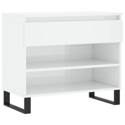 Berkfield Home Shoe Cabinet High Gloss White 70x36x60 cm Engineered Wood - Size: 70 x 36 x 60 cm - thumbnail 2