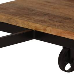 Berkfield Home Beautiful Desk with Folding Stool Solid Mango Wood 115x50x76 cm in Brown - Size: 115 x 50 x 76 cm - thumbnail 7