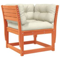 Berkfield Home Garden Sofa Armrest with Cushions Wax Brown Solid Wood Pine
