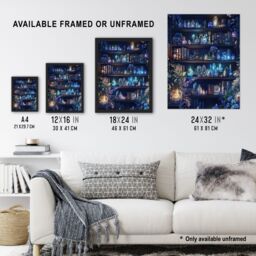 "Artery8 White Witch Cupboard Books Crystals Potions Framed Art Print - Size: W12"" x H16""" - thumbnail 3
