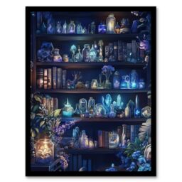 "Artery8 White Witch Cupboard Books Crystals Potions Framed Art Print - Size: W12"" x H16""" - thumbnail 1