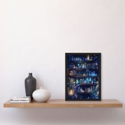 "Artery8 White Witch Cupboard Books Crystals Potions Framed Art Print - Size: W12"" x H16""" - thumbnail 4