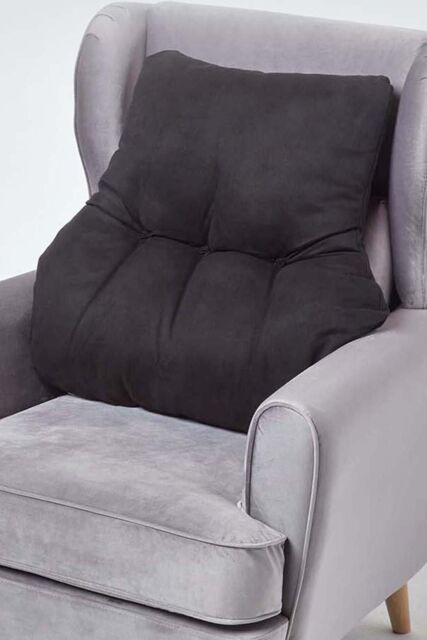 Homescapes Faux Suede Back Support Cushion in Black - image 1