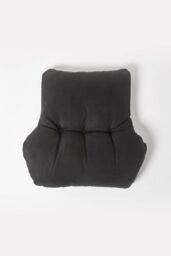 Homescapes Faux Suede Back Support Cushion in Black - thumbnail 3