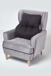 Homescapes Faux Suede Back Support Cushion in Black - thumbnail 2