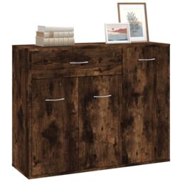 Berkfield Home Sideboard Smoked Oak 88x30x70 cm Engineered Wood in Brown - Size: 88 x 30 x 70 cm - thumbnail 4