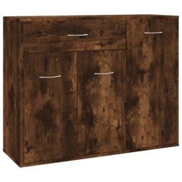 Berkfield Home Sideboard Smoked Oak 88x30x70 cm Engineered Wood in Brown - Size: 88 x 30 x 70 cm - thumbnail 2
