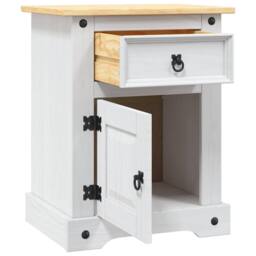 Berkfield Home Sturdy Bedside Cabinet Mexican Pine Corona Range White 53x39x66 cm - Size: 53 x 39 x 66 cm - thumbnail 7
