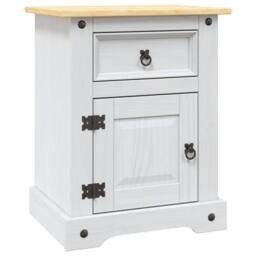 Berkfield Home Sturdy Bedside Cabinet Mexican Pine Corona Range White 53x39x66 cm - Size: 53 x 39 x 66 cm - thumbnail 3