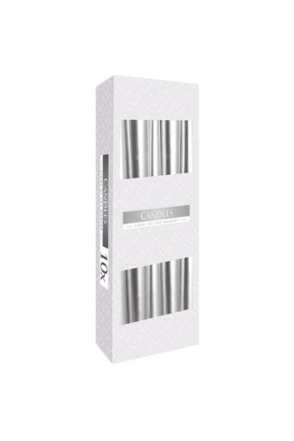 KDMD Silver Metallic Taper Candle - Elegant, Reflective, Steady Burn - image 1
