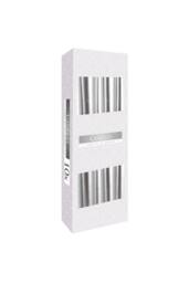 KDMD Silver Metallic Taper Candle - Elegant, Reflective, Steady Burn