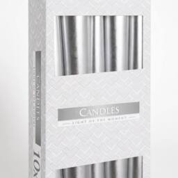KDMD Silver Metallic Taper Candle - Elegant, Reflective, Steady Burn - thumbnail 2