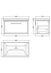 Balterley Wall Hung Single Drawer Bathroom Vanity, Fireclay Basin, Grey, 800mm in Grey - thumbnail 2