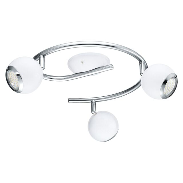 Loops Flush 3 Spots Ceiling Light Colour White Chrome Shade Bulb GU10 3x3W Incl - image 1