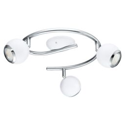 Loops Flush 3 Spots Ceiling Light Colour White Chrome Shade Bulb GU10 3x3W Incl
