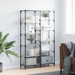 Berkfield Home Bookshelf Grey Sonoma 100x32x170 cm Engineered Wood & Iron - Size: 100 x 32 x 170 cm - thumbnail 1