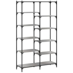 Berkfield Home Bookshelf Grey Sonoma 100x32x170 cm Engineered Wood & Iron - Size: 100 x 32 x 170 cm - thumbnail 6