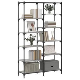 Berkfield Home Bookshelf Grey Sonoma 100x32x170 cm Engineered Wood & Iron - Size: 100 x 32 x 170 cm - thumbnail 3