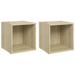Berkfield Home TV Cabinets 2 pcs Sonoma Oak 37x35x37 cm Engineered Wood in Natural - Size: 37 x 35 x 37 cm - thumbnail 2