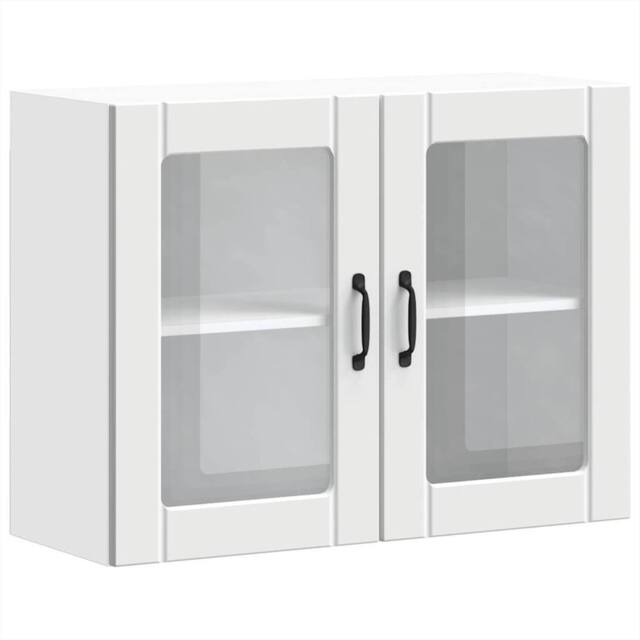 Berkfield Home Kitchen Wall Cabinet with Glass Door Lucca White Engineered Wood - image 1